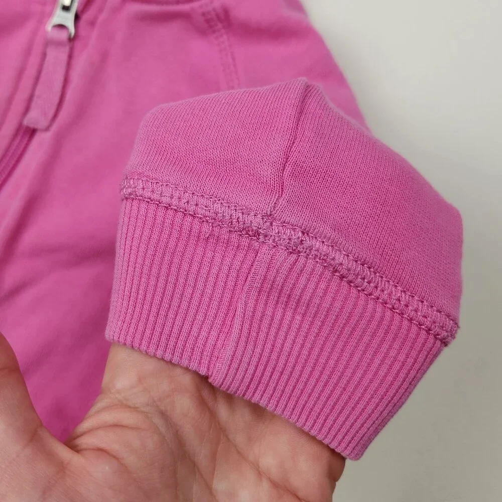 Hanna Andersson Bright Basics Bear Hoodie in Power Pink sz 6-12m 70cm Play